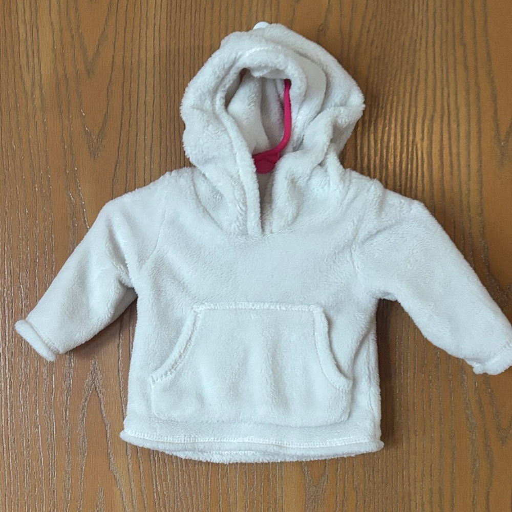 Carter's White Fleece Hoodie with Pink Lining